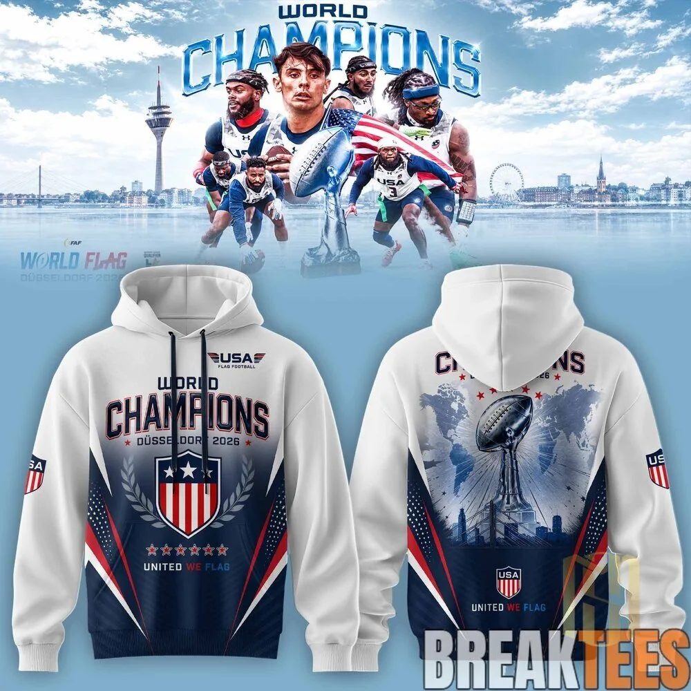 USA Flag Football World Champions Düsseldorf 2026 Black Hoodie 5 USA Flag Football World Champions Düsseldorf 2026 Black Hoodie