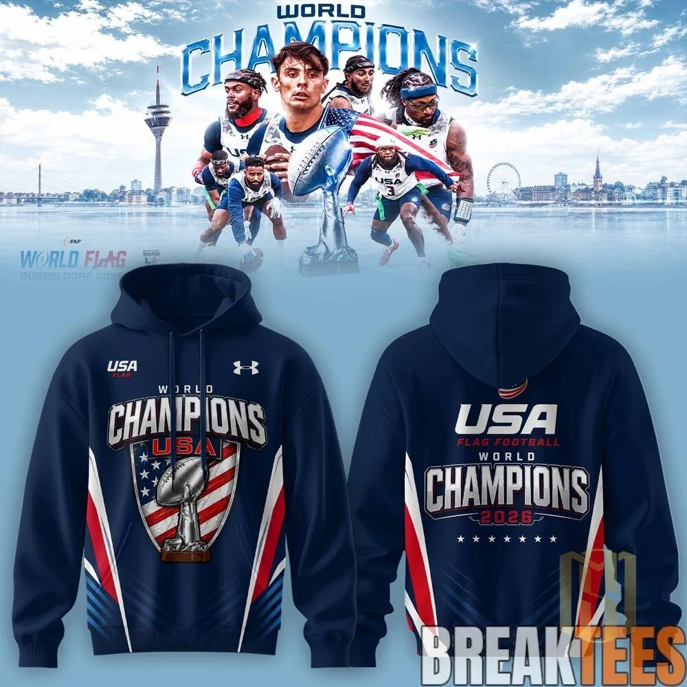 USA Flag Football World Champions Düsseldorf 2026 Black Hoodie 6 USA Flag Football World Champions Düsseldorf 2026 Black Hoodie