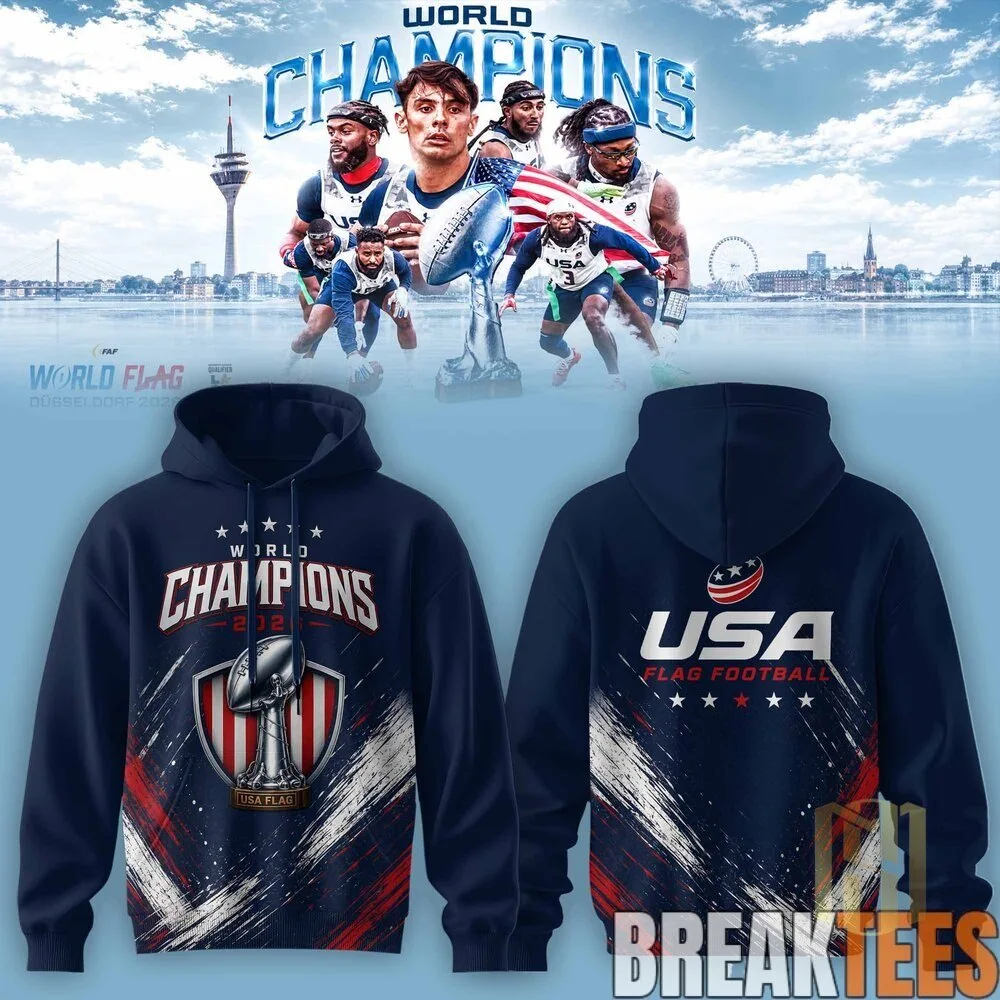 USA Flag Football World Champions Düsseldorf 2026 Black Hoodie 7 USA Flag Football World Champions Düsseldorf 2026 Black Hoodie