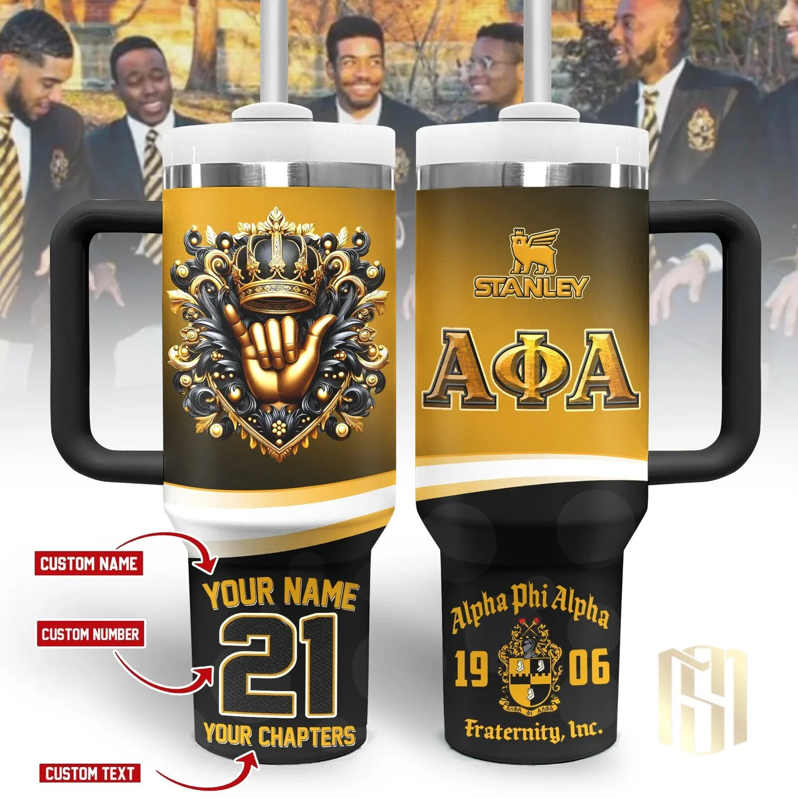 Alpha Phi Alpha Fraternity Incorporated Stanley Tumbler with Handle