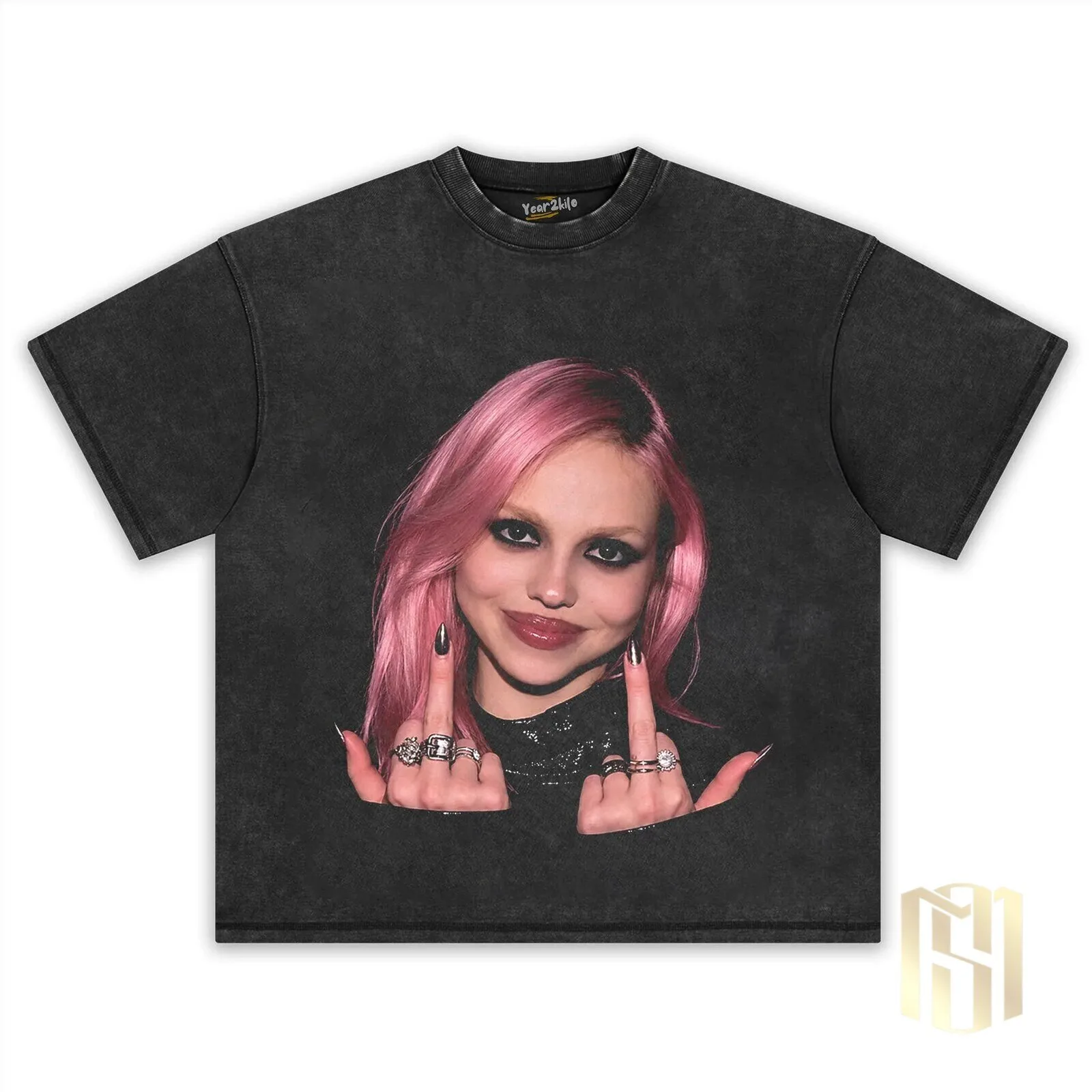 Adéla V2 Pink Hair Woman Flipping Off Graphic T-Shirt 10 Adéla V2 Pink Hair Woman Flipping Off Graphic T-Shirt