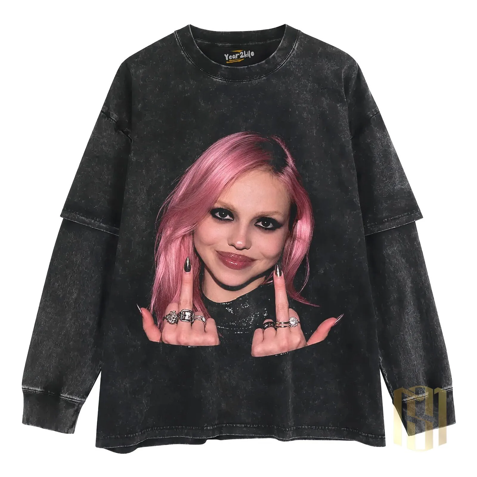 Adéla V2 Pink Hair Woman Flipping Off Graphic T-Shirt 12 Adéla V2 Pink Hair Woman Flipping Off Graphic T-Shirt