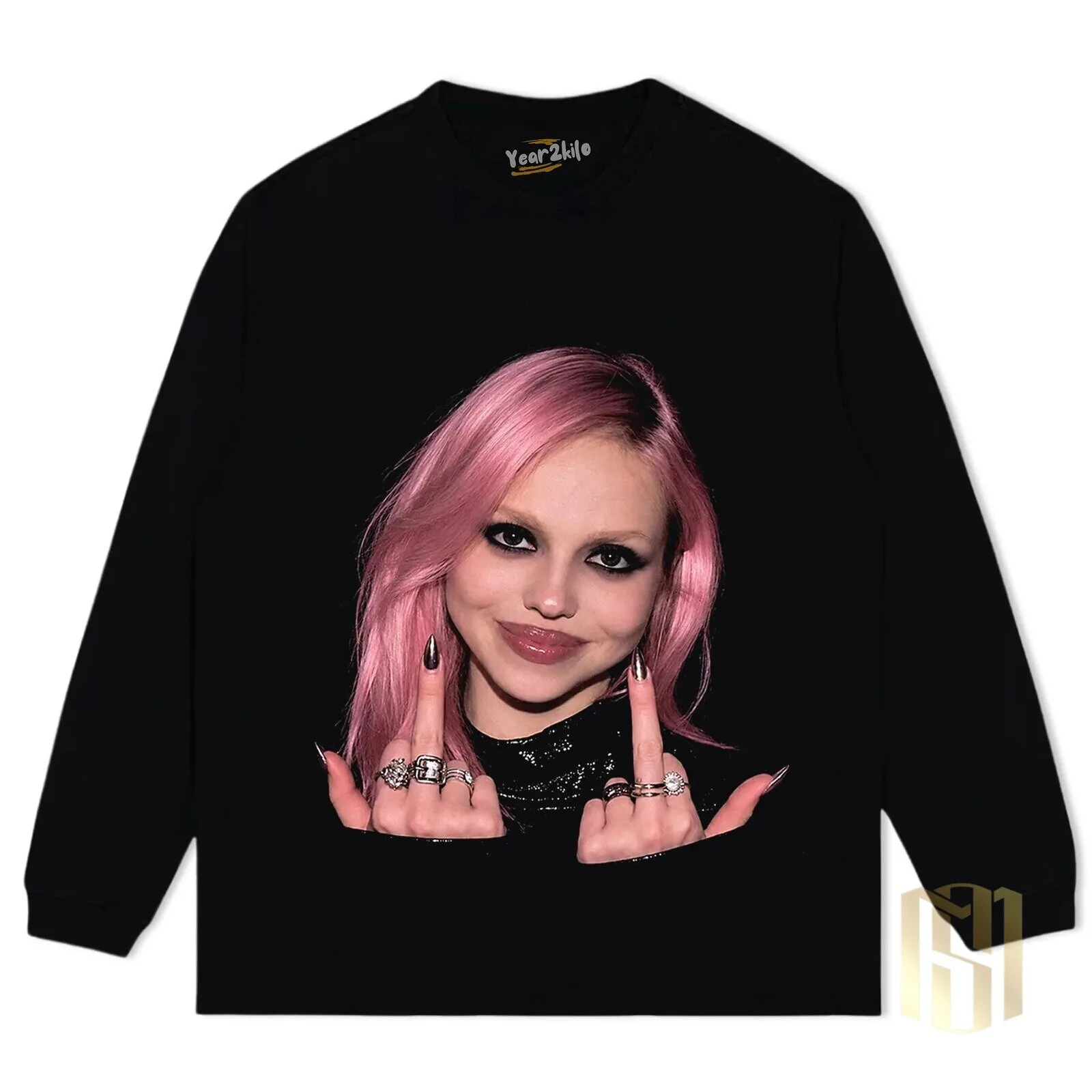 Adéla V2 Pink Hair Woman Flipping Off Graphic T-Shirt 13 Adéla V2 Pink Hair Woman Flipping Off Graphic T-Shirt
