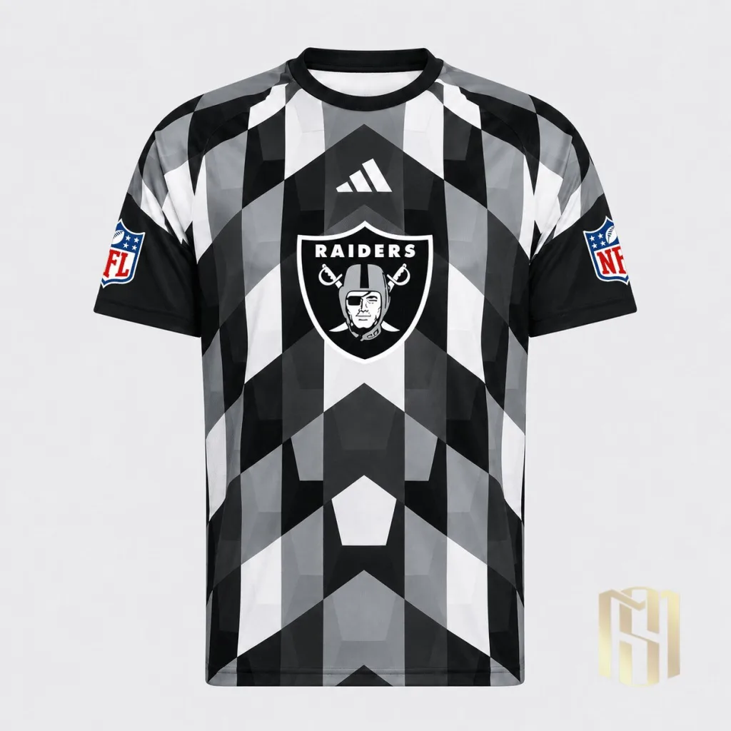 Las Vegas Raiders NFL Fan Shirt Geometric Black and White Performance T-Shirt Las Vegas Raiders NFL Fan Shirt Geometric Black and White Performance T-Shirt