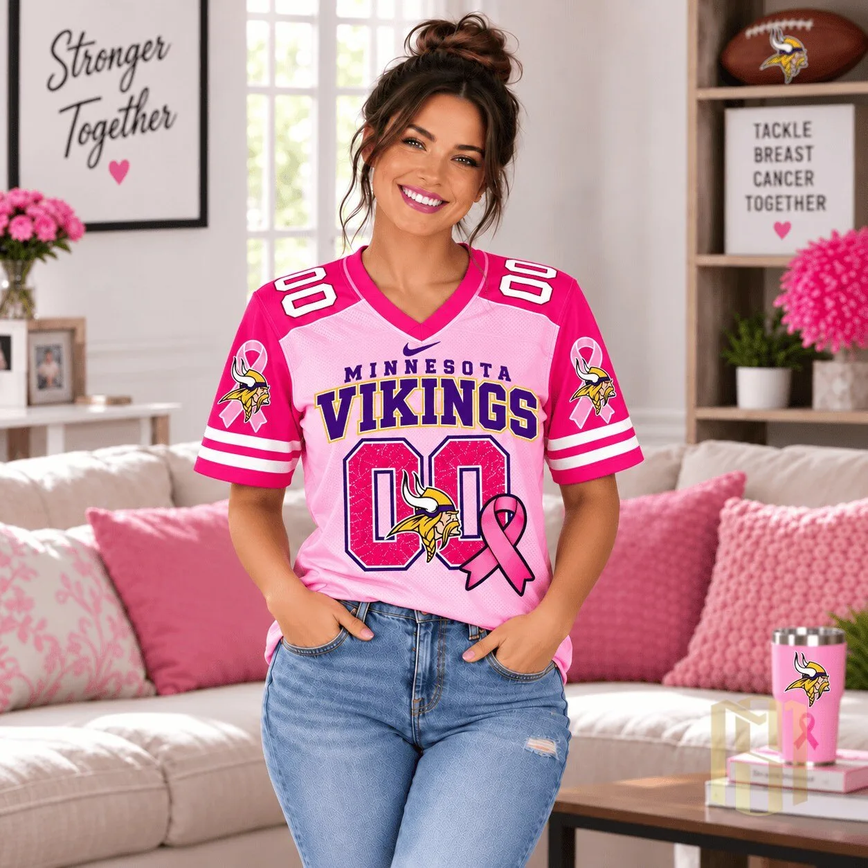 Minnesota Vikings Breast Cancer Awareness Pink Football Jersey