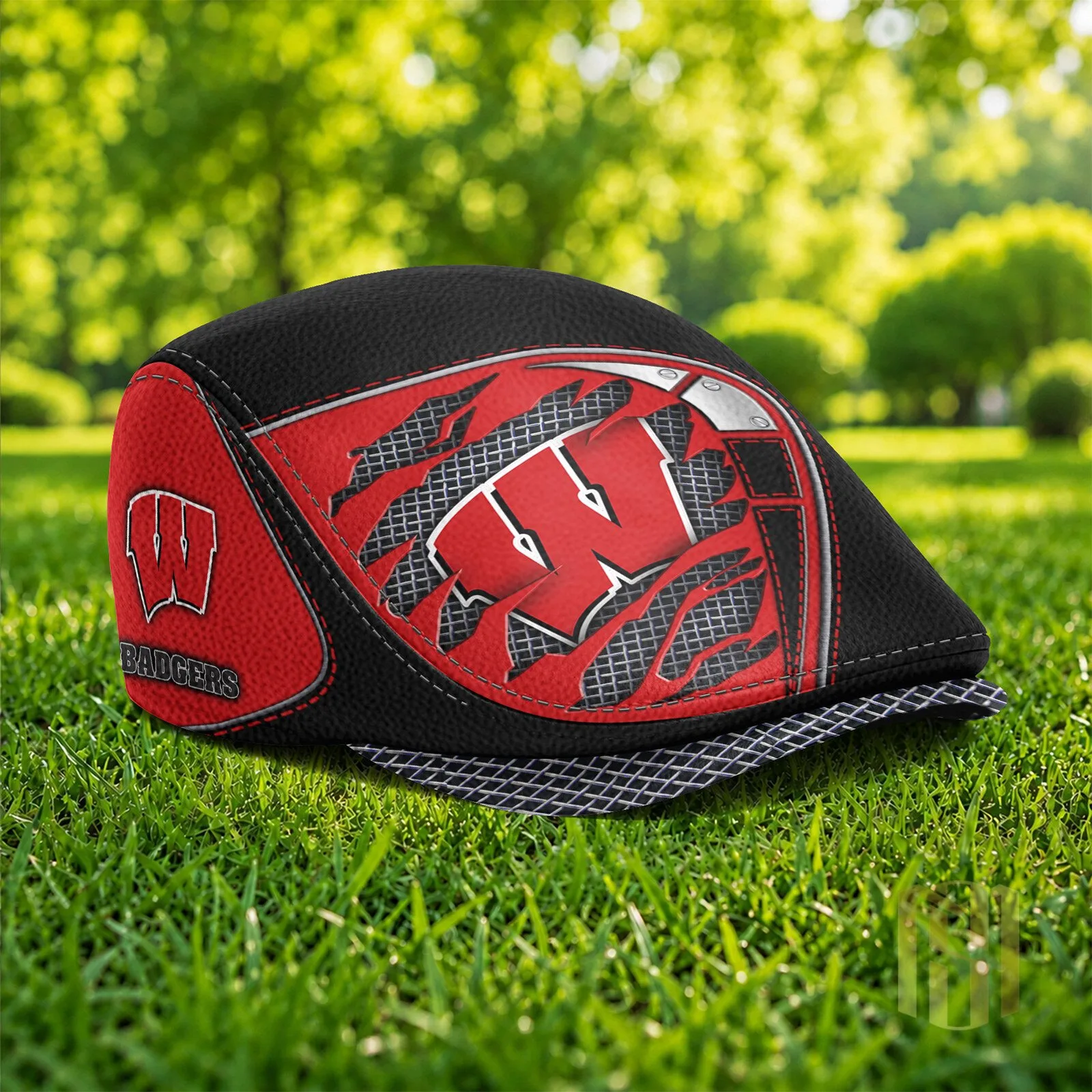 Wisconsin Badgers NCAA Football Team Logo Black and Red Flat Cap Hat 5 Wisconsin Badgers NCAA Football Team Logo Black and Red Flat Cap Hat