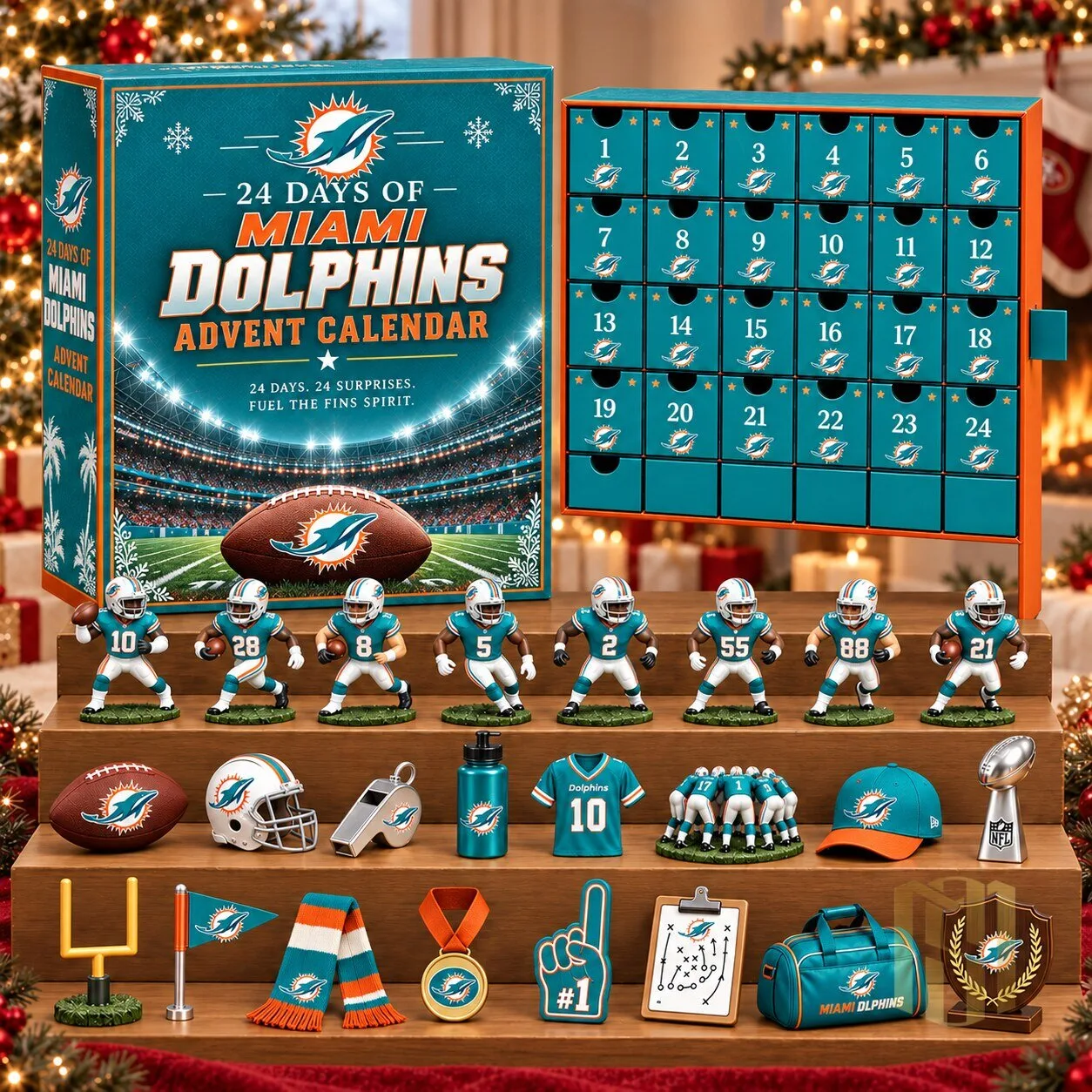 Miami Dolphins National Football League Advent Calendar with 24 Surprises