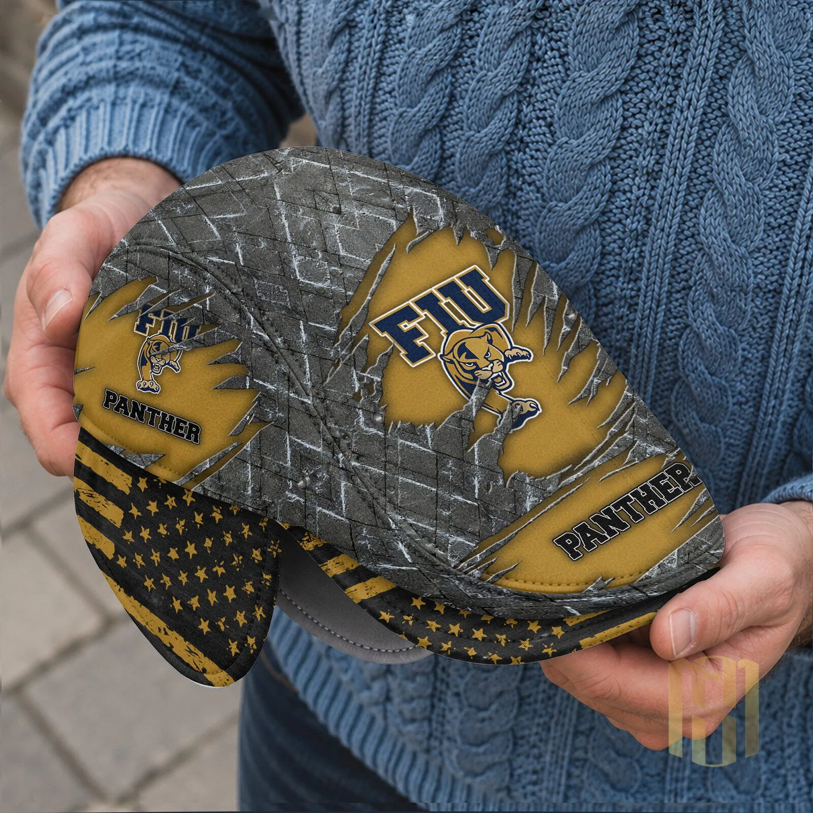 NCAA Flat Cap for Florida International Golden Panthers with Ear Flaps That Fold Down 6 NCAA Flat Cap for Florida International Golden Panthers with Ear Flaps That Fold Down