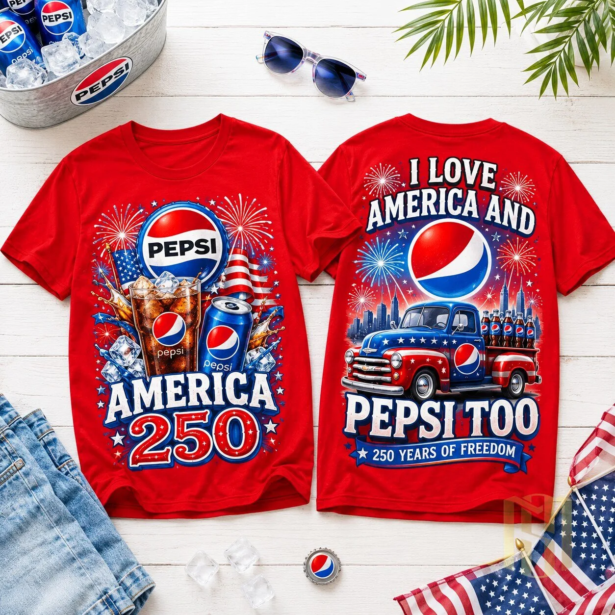 Fourth of July Pepsi America 250 Years of Freedom Patriotic T-Shirt
