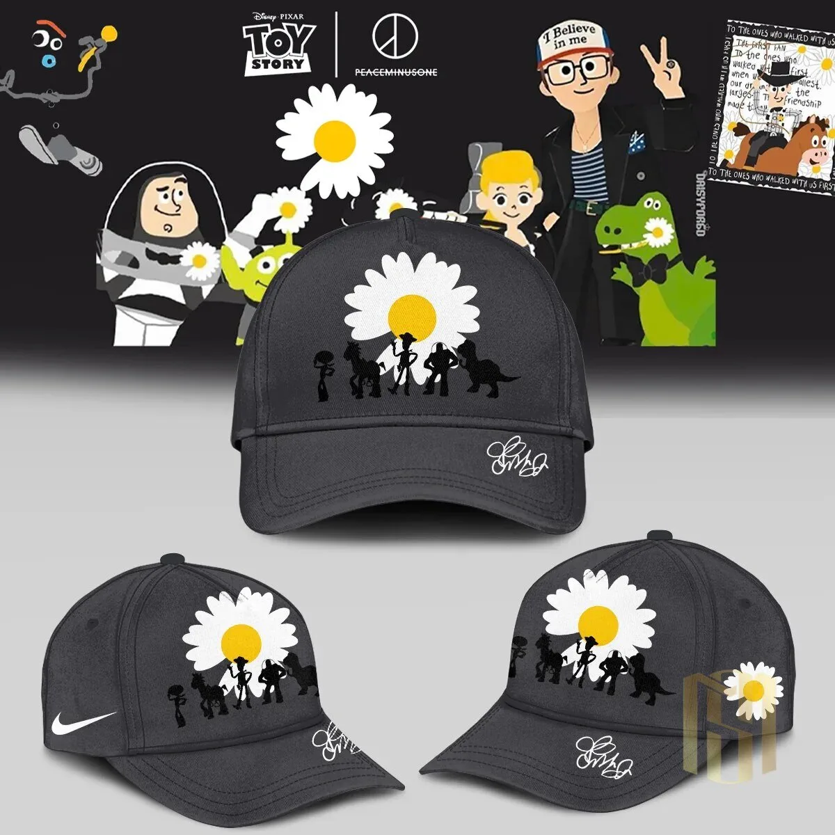 Toy Story Peaceminusone Daisy Flower Black Short-Sleeve T-Shirt 3 Toy Story Peaceminusone Daisy Flower Black Short-Sleeve T-Shirt