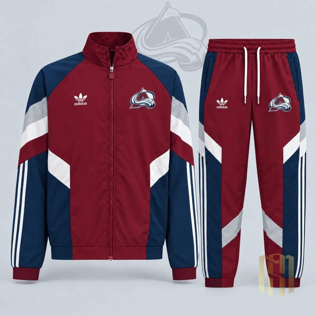 Colorado Avalanche National Hockey League Retro Panel Stripe Track Jacket Colorado Avalanche National Hockey League Retro Panel Stripe Track Jacket