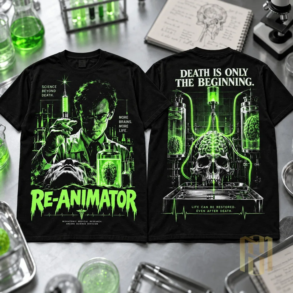 Re-Animator Death Is Only The Beginning Horror Movie T-Shirt Re-Animator Death Is Only The Beginning Horror Movie T-Shirt