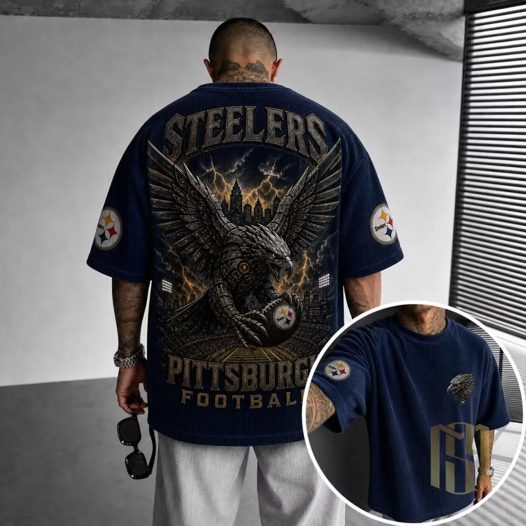 Pittsburgh Football Steelers Eagle Graphic Oversized T-Shirt Pittsburgh Football Steelers Eagle Graphic Oversized T-Shirt
