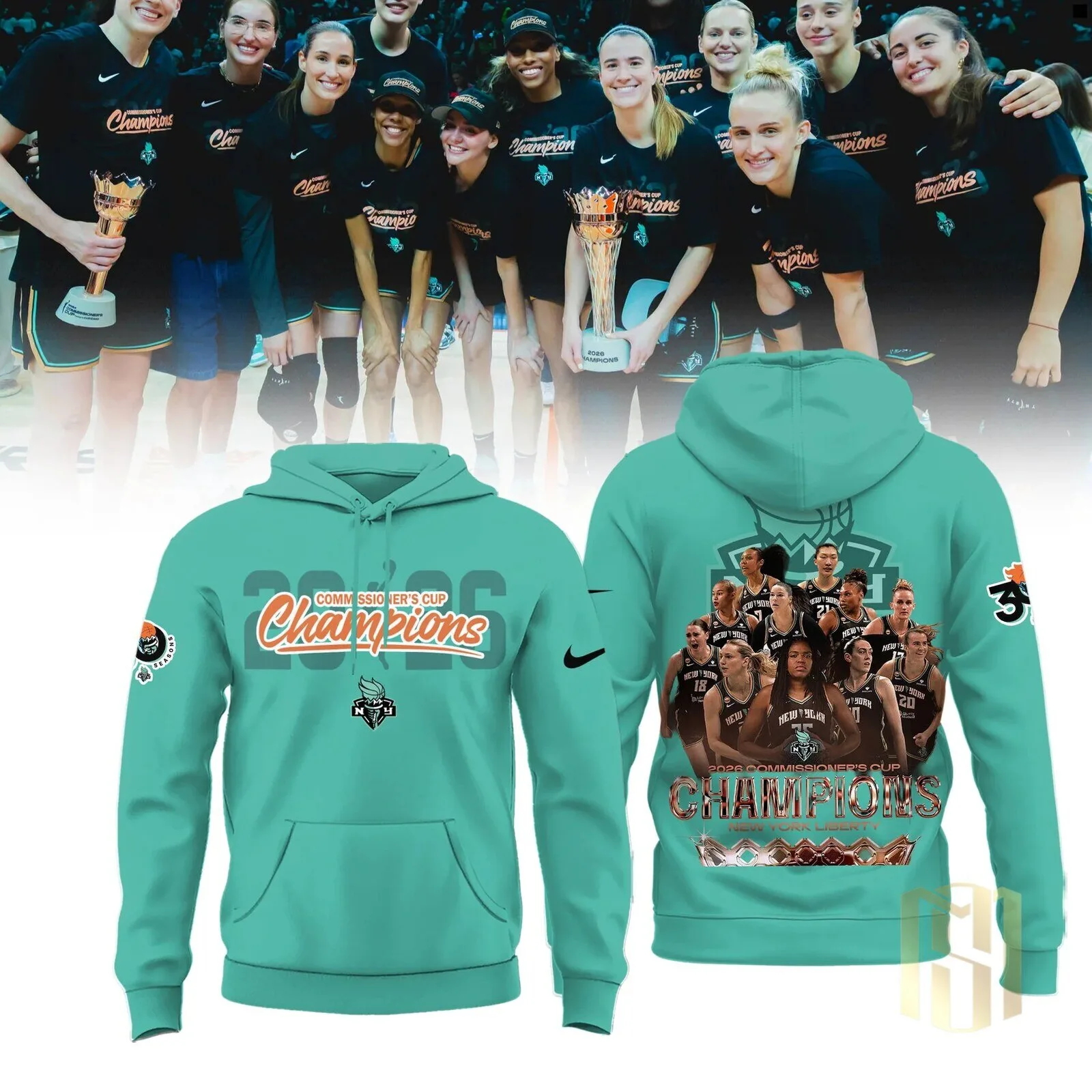 2026 Commissioner’s Cup Champions Hoodie for New York Liberty Basketball Fans