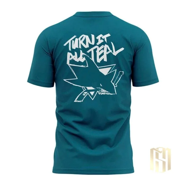 San Jose Sharks Teal Hockey Player Graphic Design T-Shirt 5 San Jose Sharks Teal Hockey Player Graphic Design T-Shirt