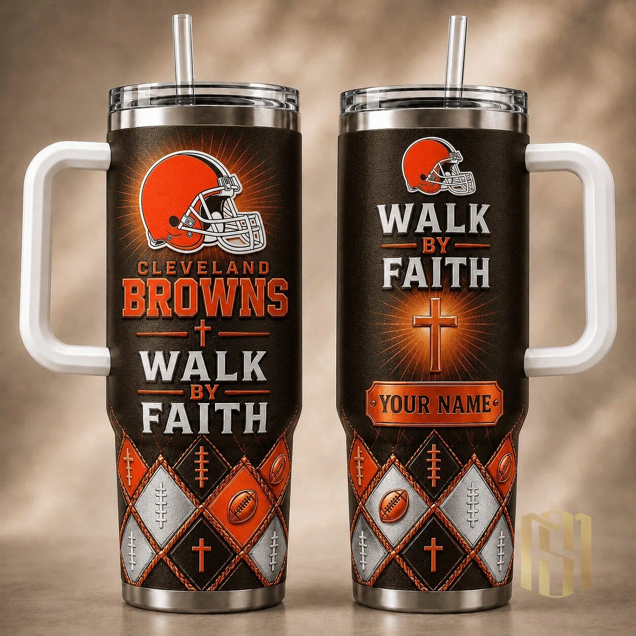 Cleveland Browns Football Walk By Faith Personalized Tumbler