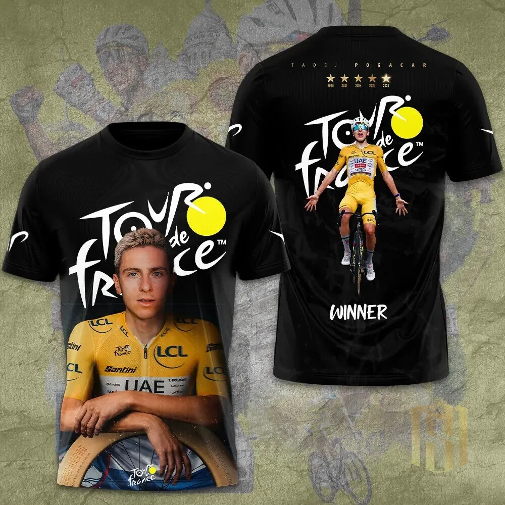 Cycling Fan T-Shirt Featuring Tadej Pogacar, Tour de France Champion