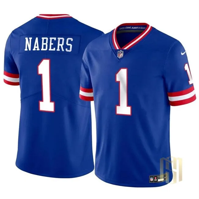 New York Giants Malik Nabers Royal Blue Football Jersey
