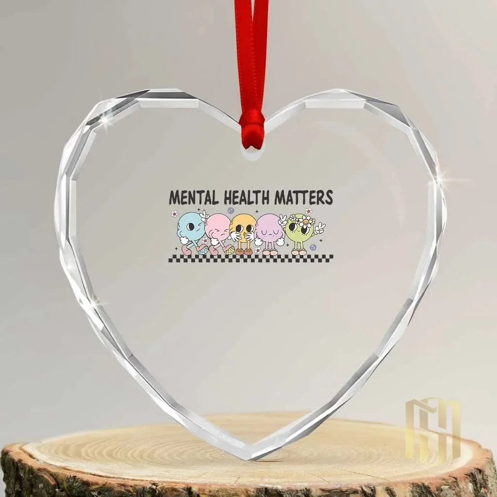 Mental Health Matters Awareness Crystal Heart Shaped Glass Ornament