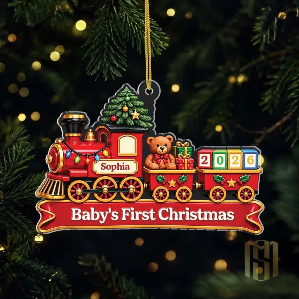 Personalized Baby's First Christmas Train Ornament 2026 Personalized Baby's First Christmas Train Ornament 2026