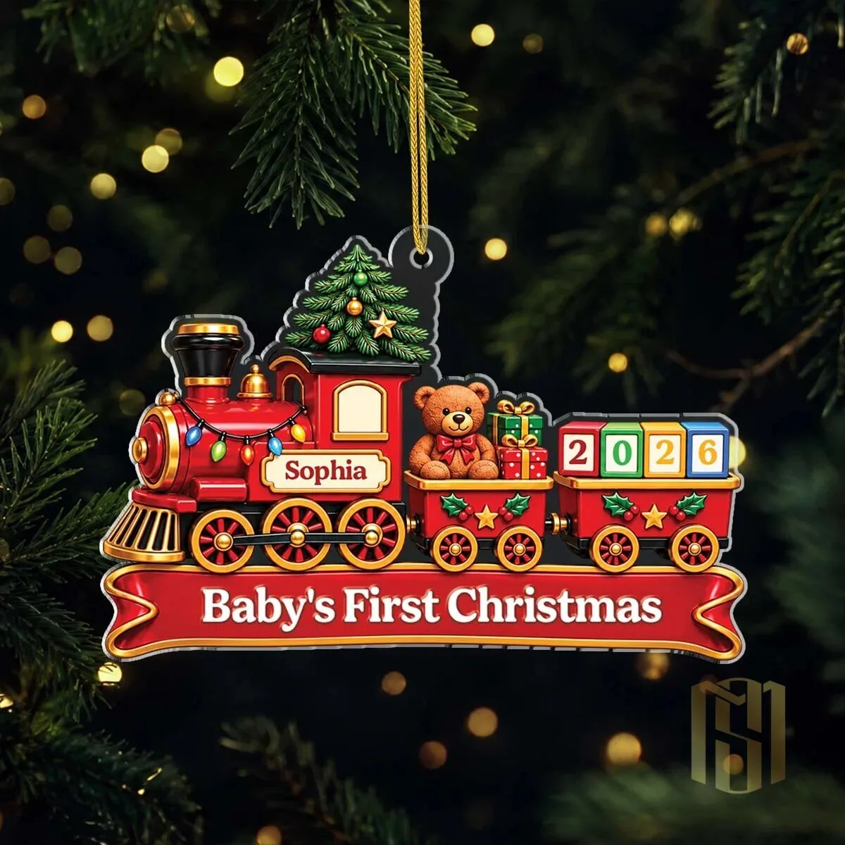 Personalized Baby's First Christmas Train Ornament 2026