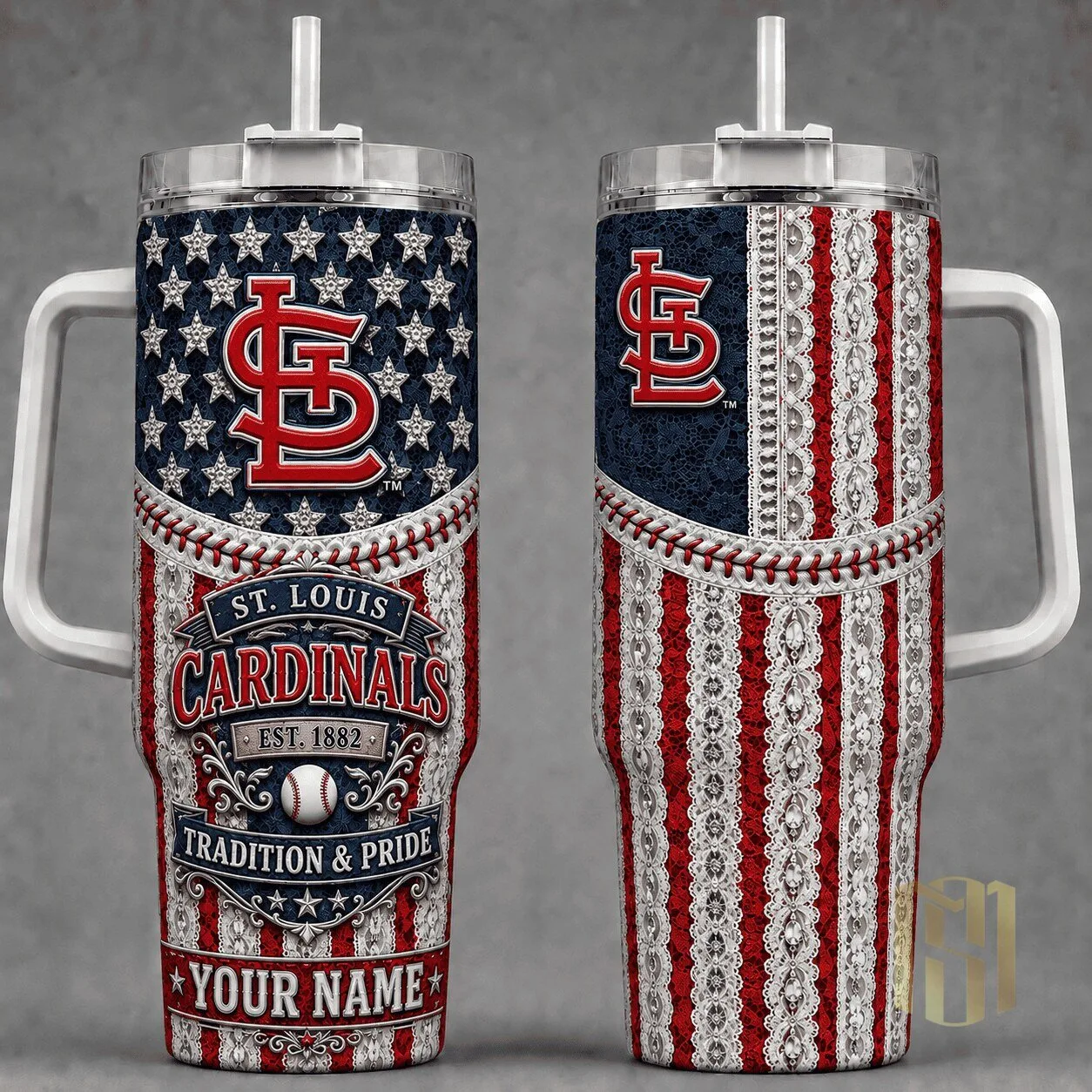 St. Louis Cardinals Baseball Team American Flag Pattern Tumbler