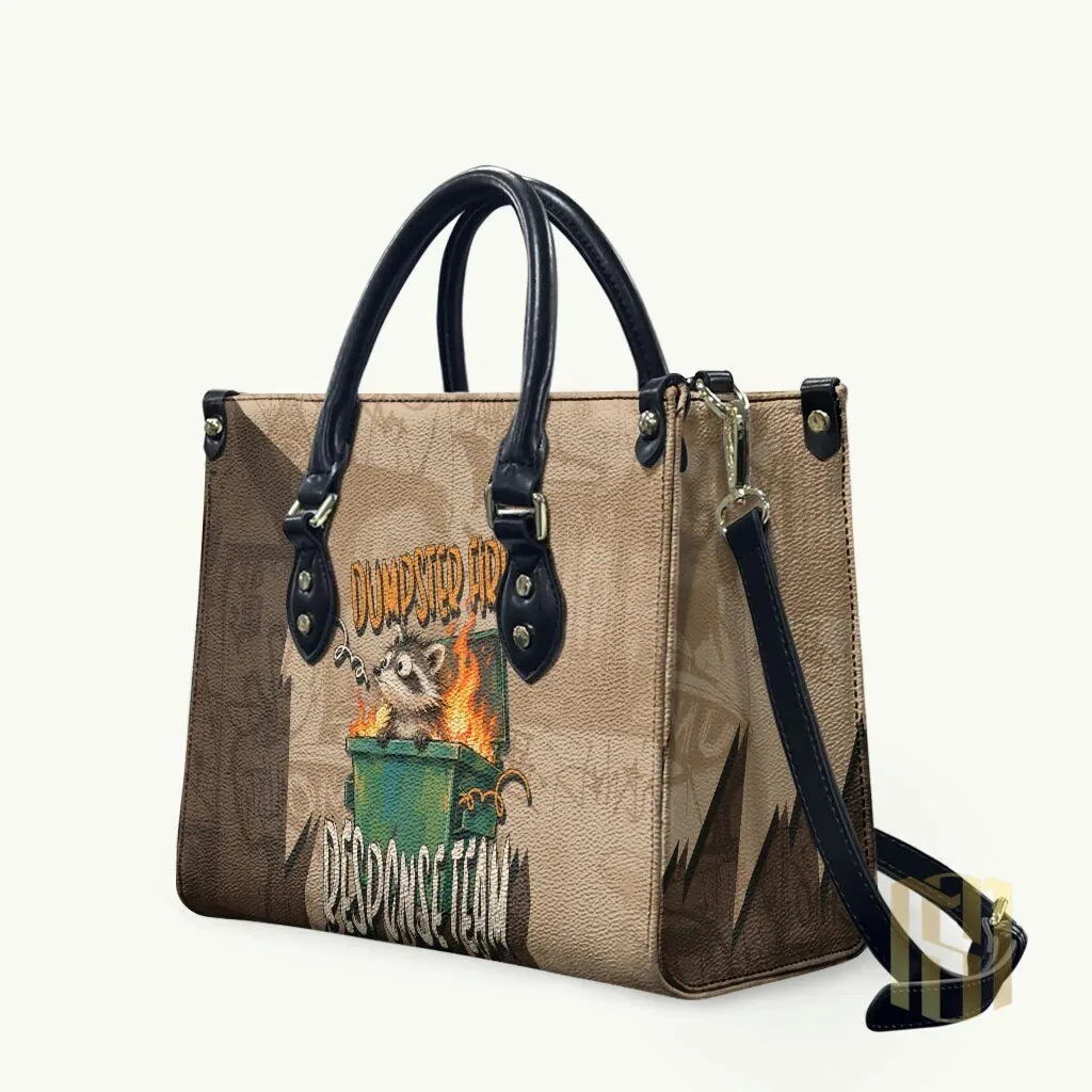Dumpster Fire Response Team Raccoon Cartoon Vintage Grunge Collage Handbag