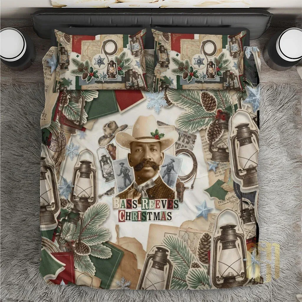 Bass Reeves Christmas Old West Marshal Frontier Vintage Bedding Set