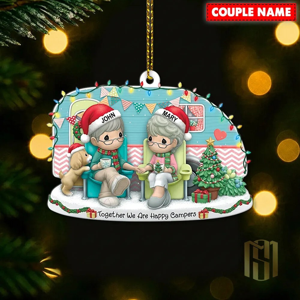 Personalized Happy Campers Couple Christmas Ornament