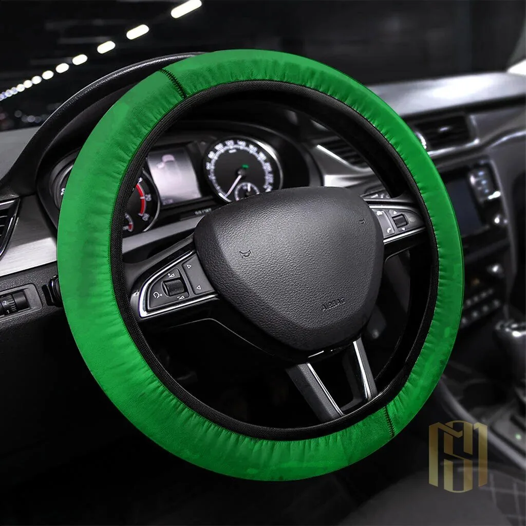 Green Car Steering Wheel Cover for Vehicle Interior Accessories