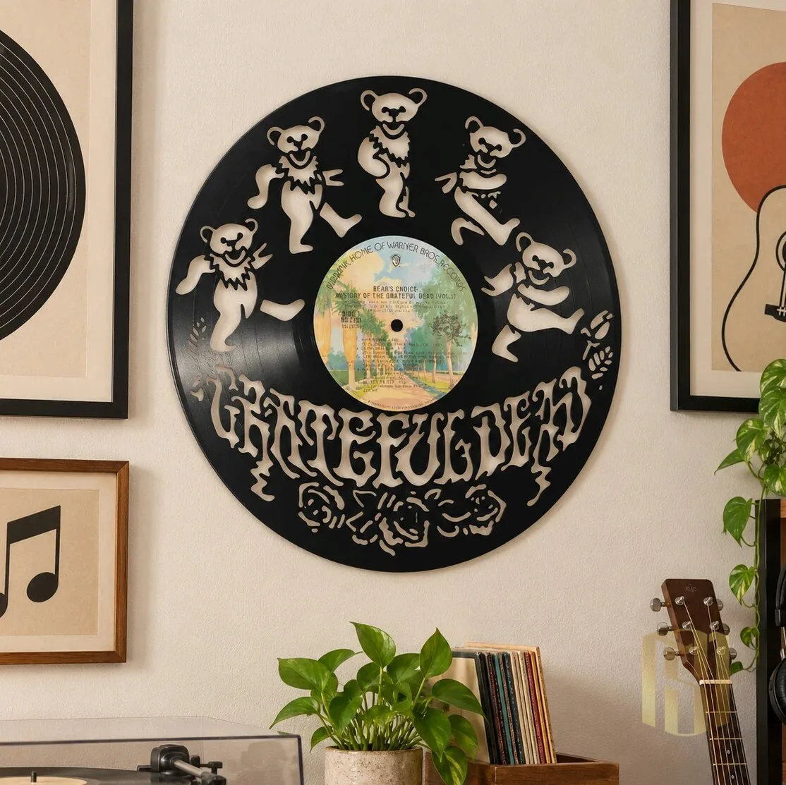 Grateful Dead Dancing Bears Laser Cut Vinyl Record Wall Art Decoration