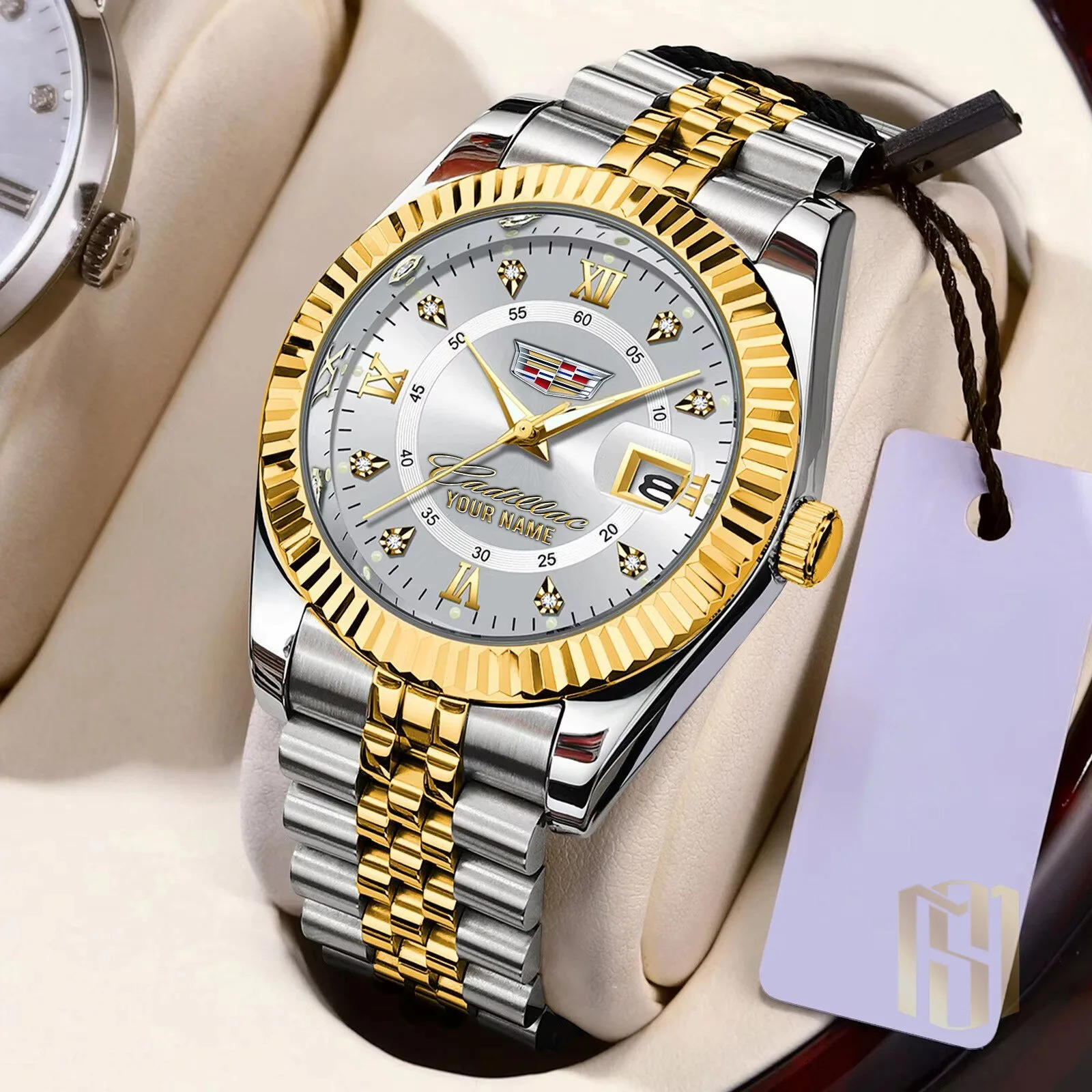 Elegant Gold and Silver Stainless Steel Watch with Custom Name for Porsche Enthusiasts 13 Elegant Gold and Silver Stainless Steel Watch with Custom Name for Porsche Enthusiasts