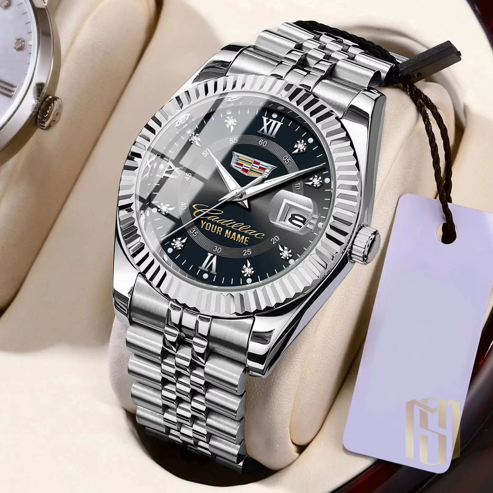 Elegant Gold and Silver Stainless Steel Watch with Custom Name for Porsche Enthusiasts 14 Elegant Gold and Silver Stainless Steel Watch with Custom Name for Porsche Enthusiasts