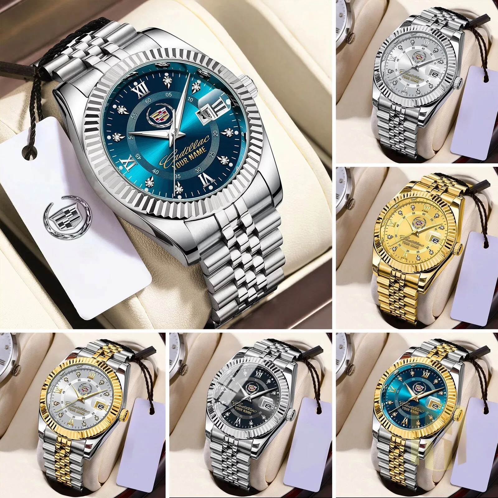 Elegant Gold and Silver Stainless Steel Watch with Custom Name for Porsche Enthusiasts 16 Elegant Gold and Silver Stainless Steel Watch with Custom Name for Porsche Enthusiasts