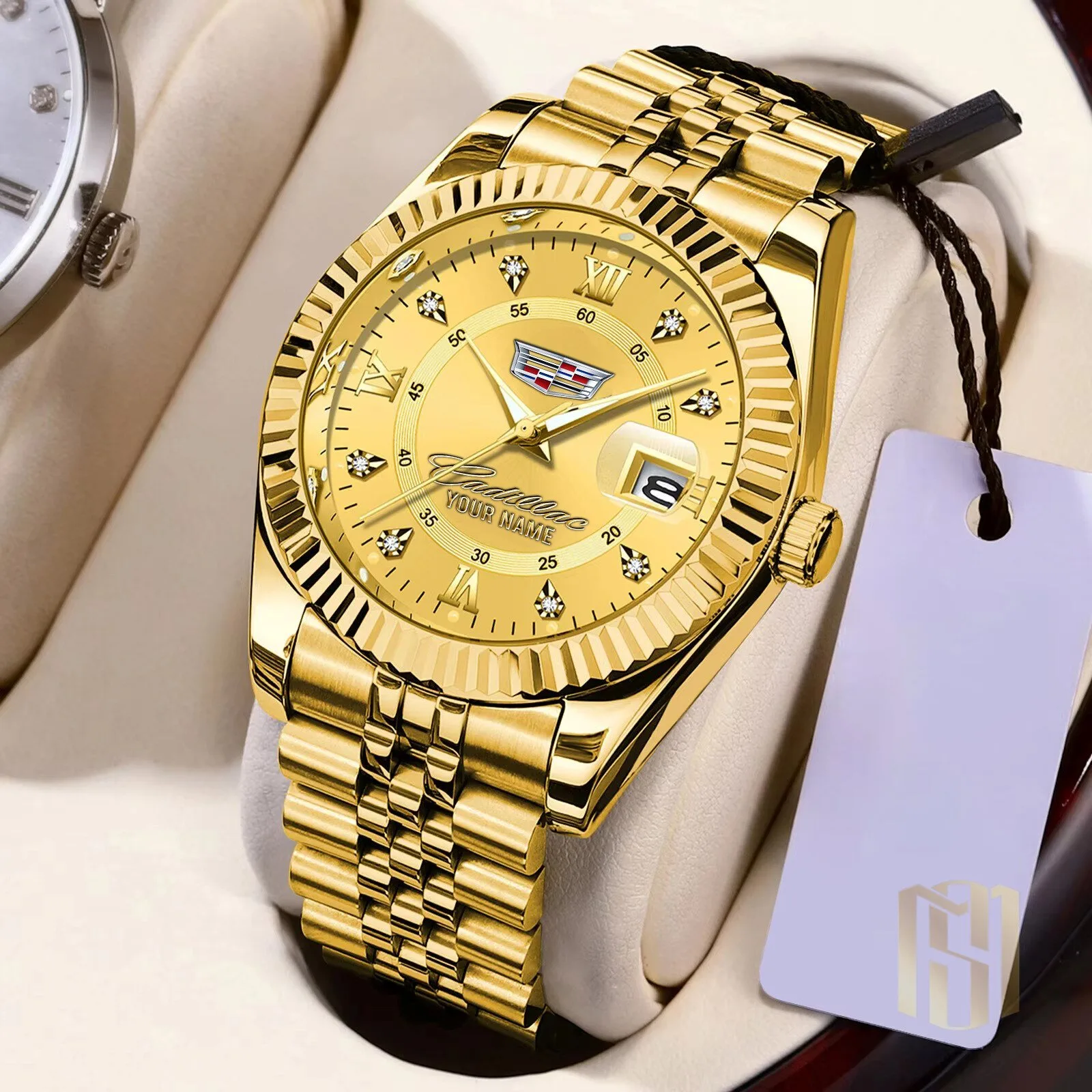 Elegant Gold and Silver Stainless Steel Watch with Custom Name for Porsche Enthusiasts 17 Elegant Gold and Silver Stainless Steel Watch with Custom Name for Porsche Enthusiasts