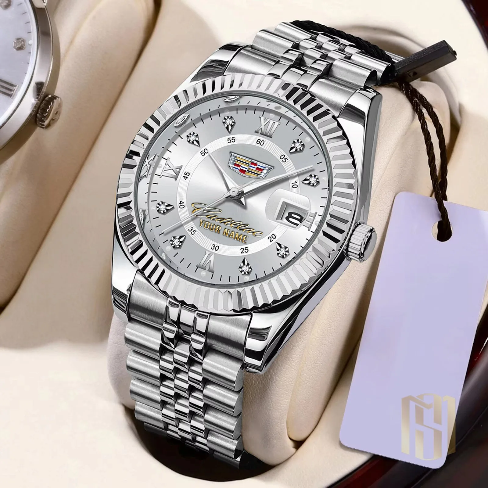 Elegant Gold and Silver Stainless Steel Watch with Custom Name for Porsche Enthusiasts 18 Elegant Gold and Silver Stainless Steel Watch with Custom Name for Porsche Enthusiasts