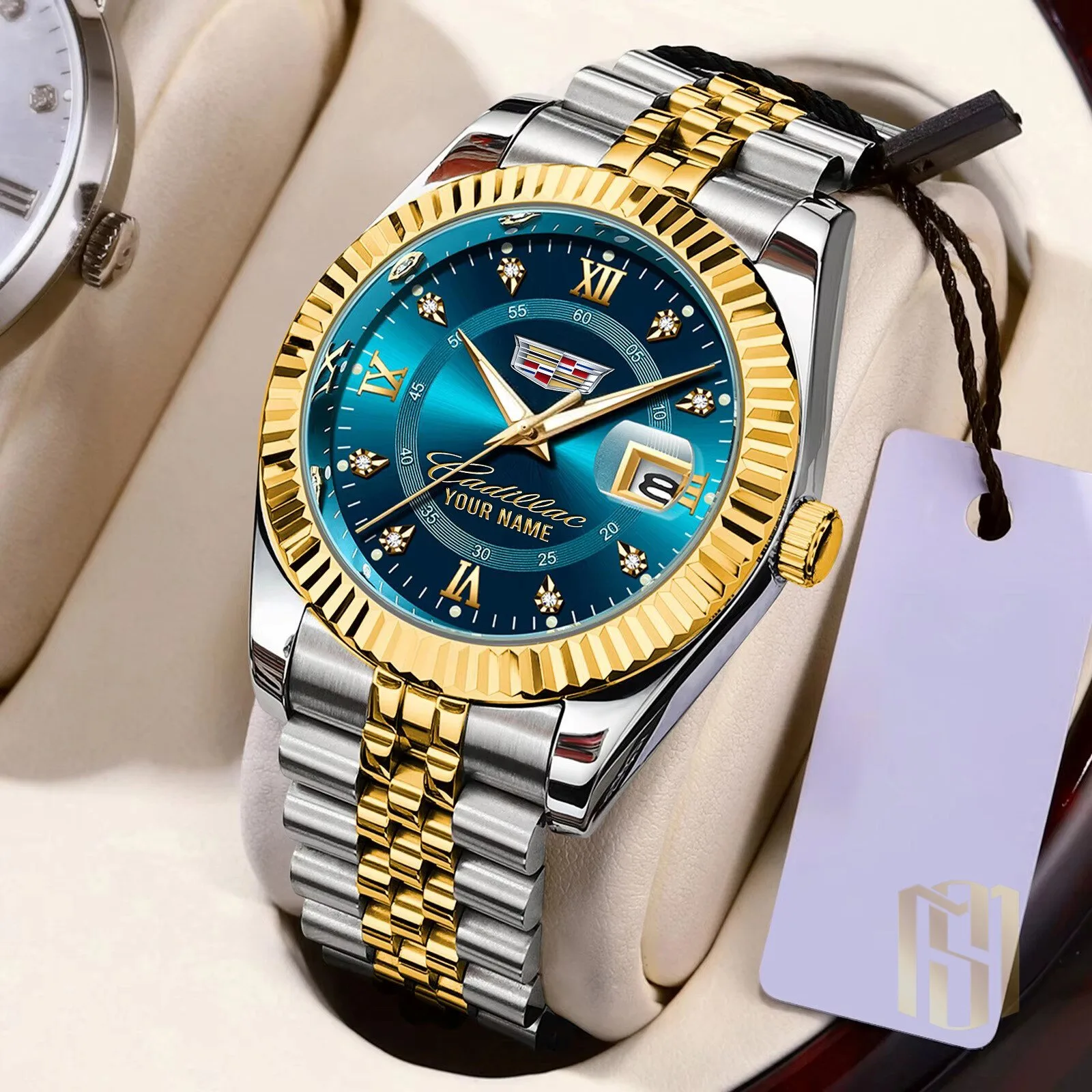 Elegant Gold and Silver Stainless Steel Watch with Custom Name for Porsche Enthusiasts 19 Elegant Gold and Silver Stainless Steel Watch with Custom Name for Porsche Enthusiasts