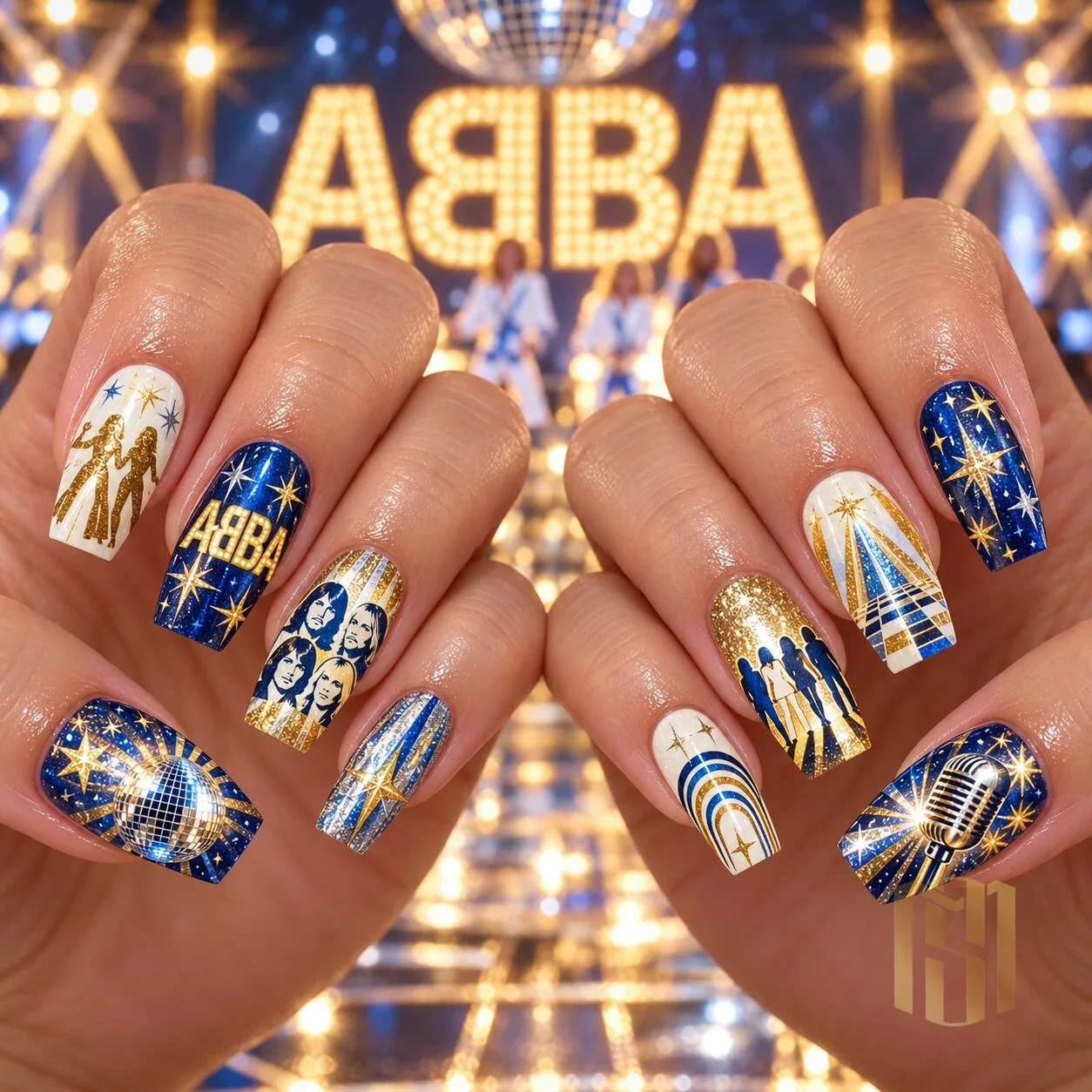 ABBA Disco Gold Glamour Press-On Nails