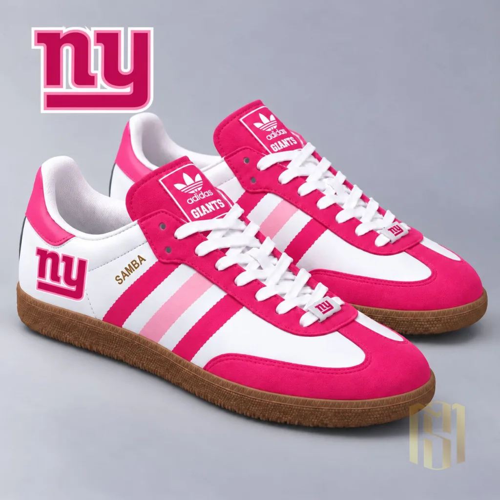 New York Giants Pink Breast Cancer Awareness Adidas Samba Sneakers Shoes New York Giants Pink Breast Cancer Awareness Adidas Samba Sneakers Shoes