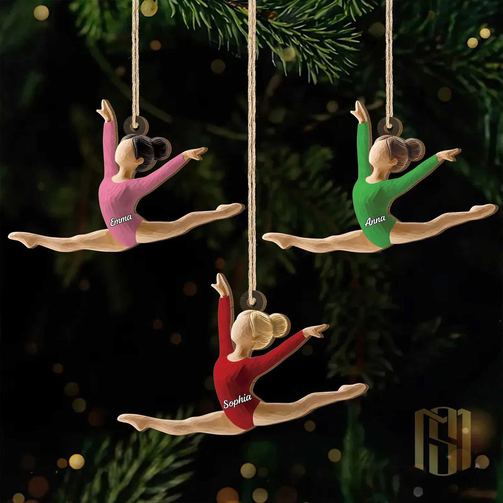 Personalized Gymnast Christmas Ornament, Custom Gymnastics Dancer Holiday Decoration