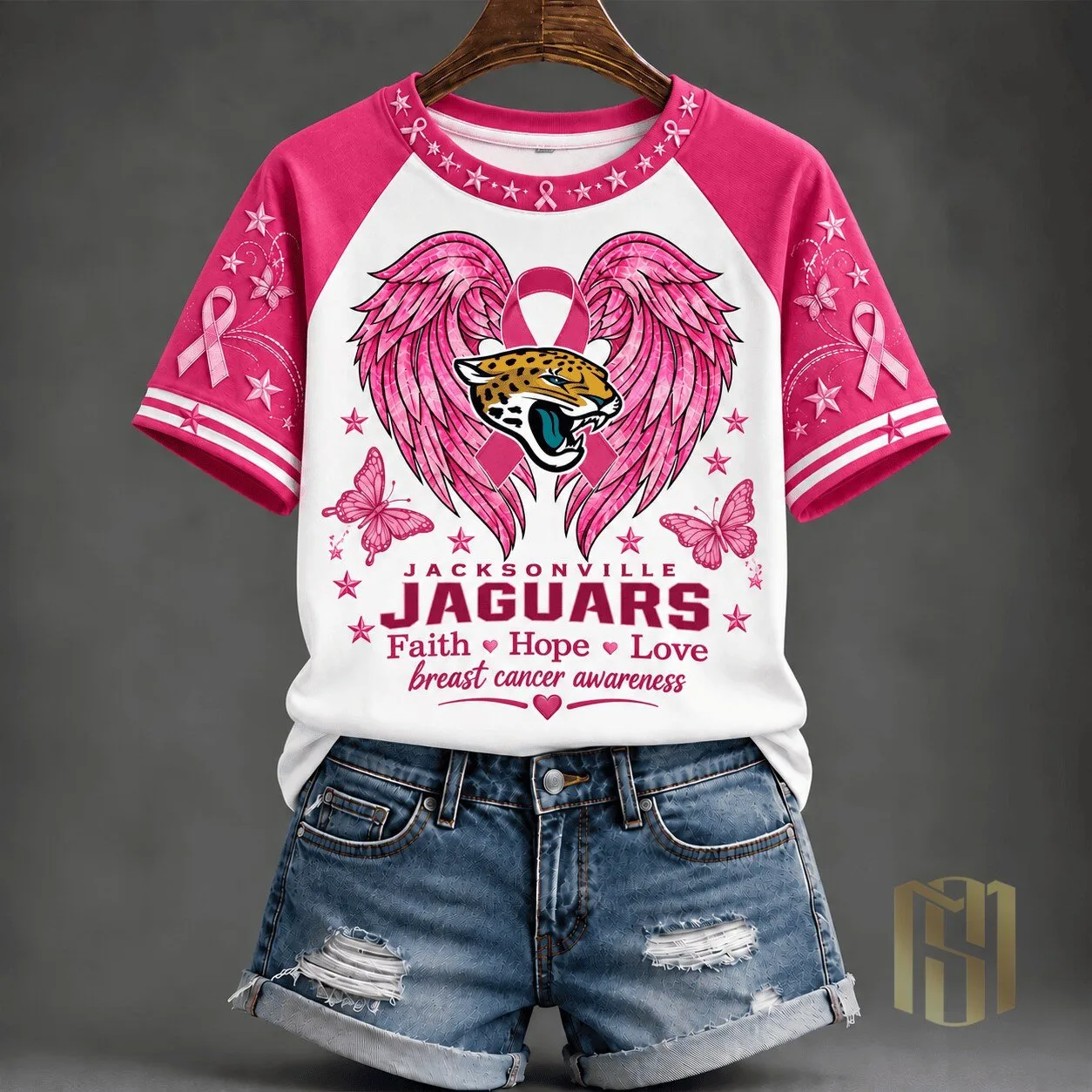 Jacksonville Jaguars Faith Hope Love Breast Cancer Awareness So In Love T-Shirt 1 Jacksonville Jaguars Faith Hope Love Breast Cancer Awareness So In Love T-Shirt
