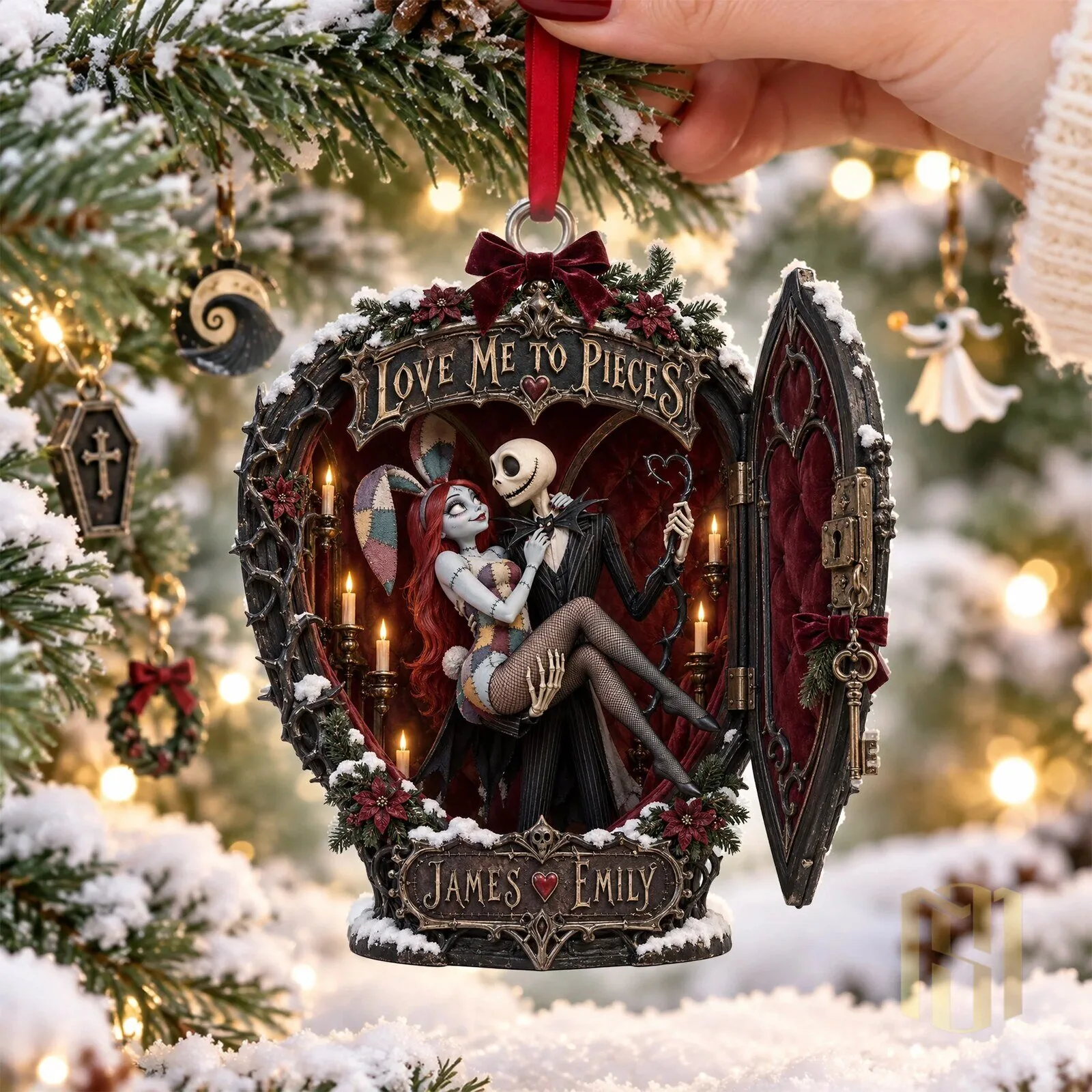 Nightmare Before Christmas Jack and Sally Love Me To Pieces Ornament 4 Nightmare Before Christmas Jack and Sally Love Me To Pieces Ornament