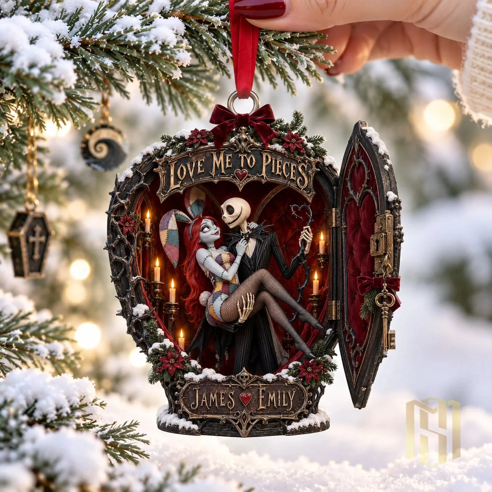 Nightmare Before Christmas Jack and Sally Love Me To Pieces Ornament 5 Nightmare Before Christmas Jack and Sally Love Me To Pieces Ornament