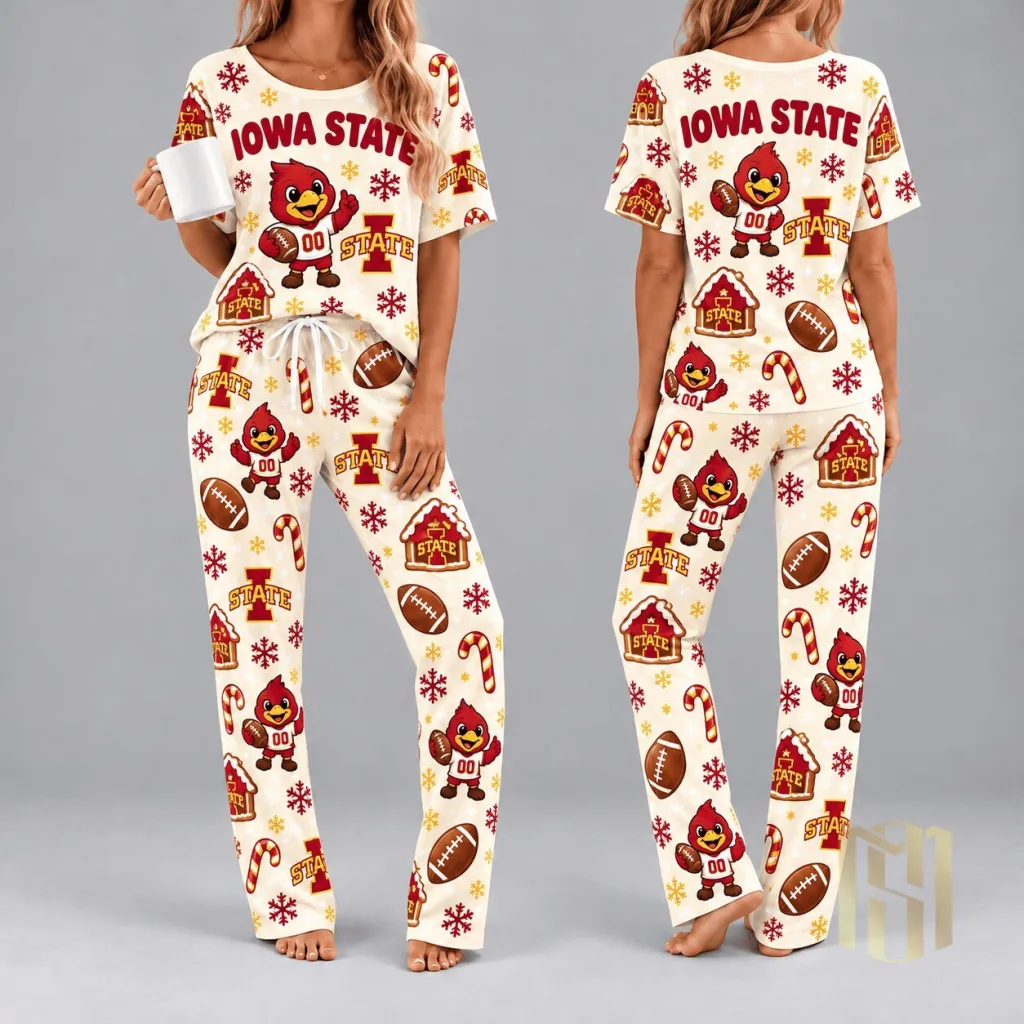 Iowa State Cyclones Christmas Holiday Women's Pajamas Set Iowa State Cyclones Christmas Holiday Women's Pajamas Set