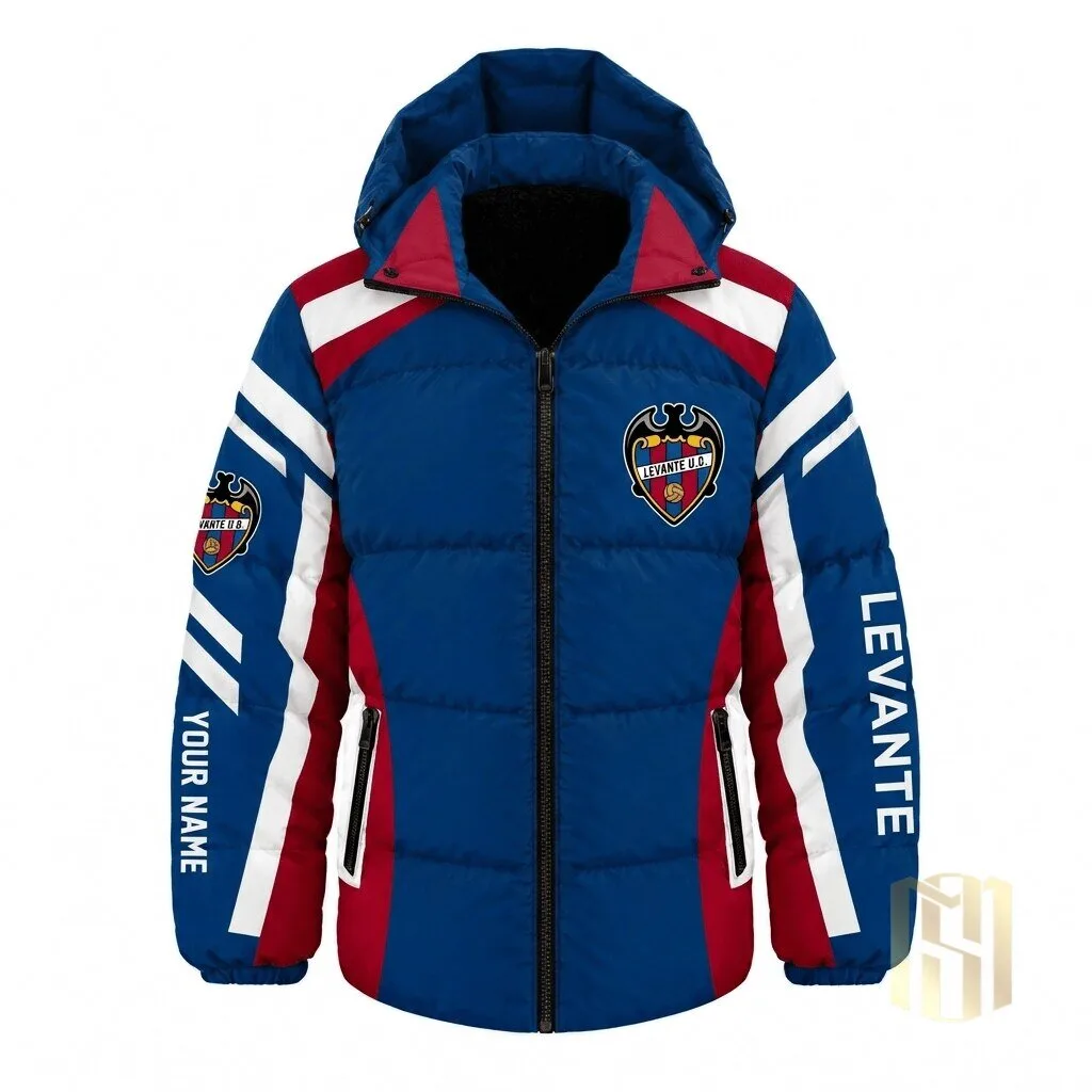 Levante Union Deportiva La Liga Football Club Custom Name Winter Puffer Jacket