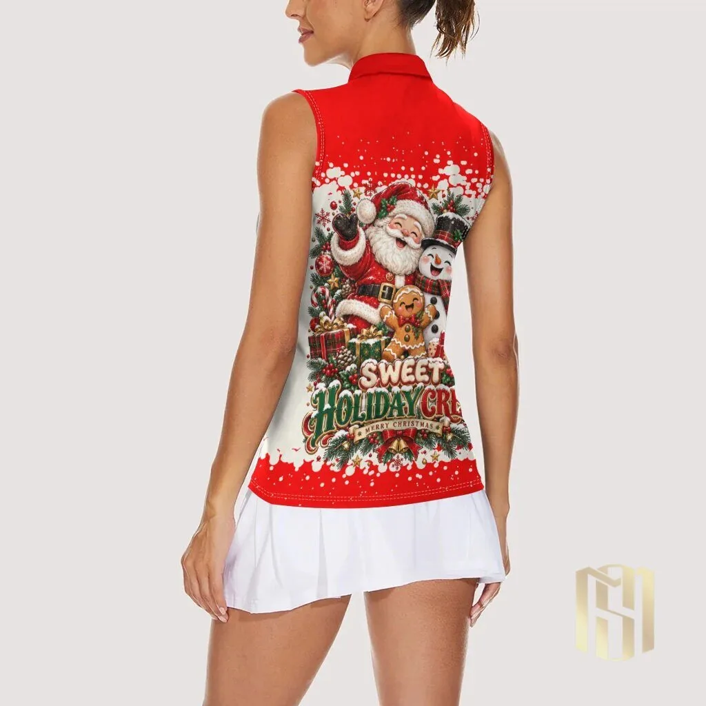 Christmas Besties Santa Snowman Gingerbread Festive Holiday Sleeveless Polo Shirt 11 Christmas Besties Santa Snowman Gingerbread Festive Holiday Sleeveless Polo Shirt