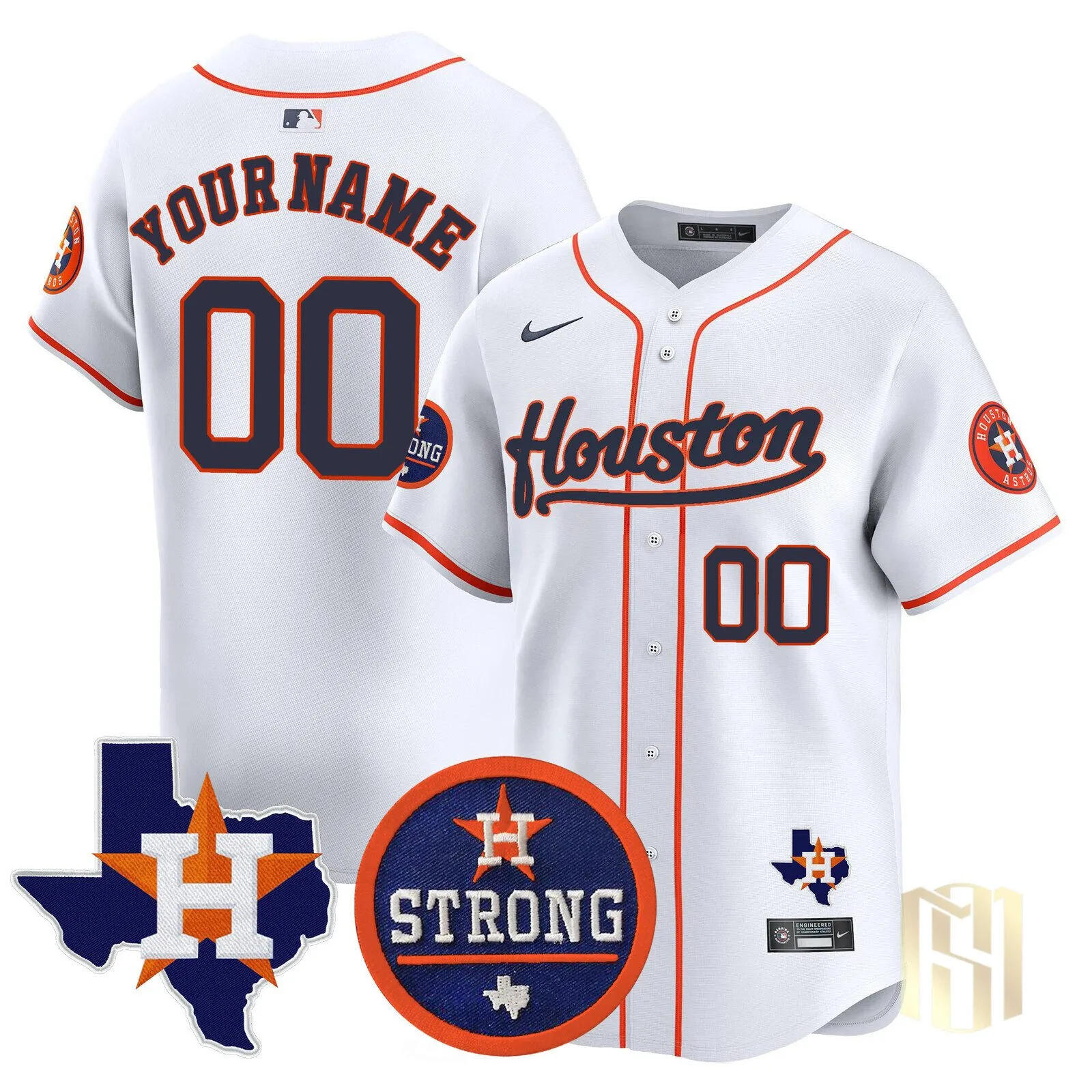 Houston Astros Black Gold Custom Baseball Jersey with "Houston Strong" Patch 8 Houston Astros Black Gold Custom Baseball Jersey with "Houston Strong" Patch