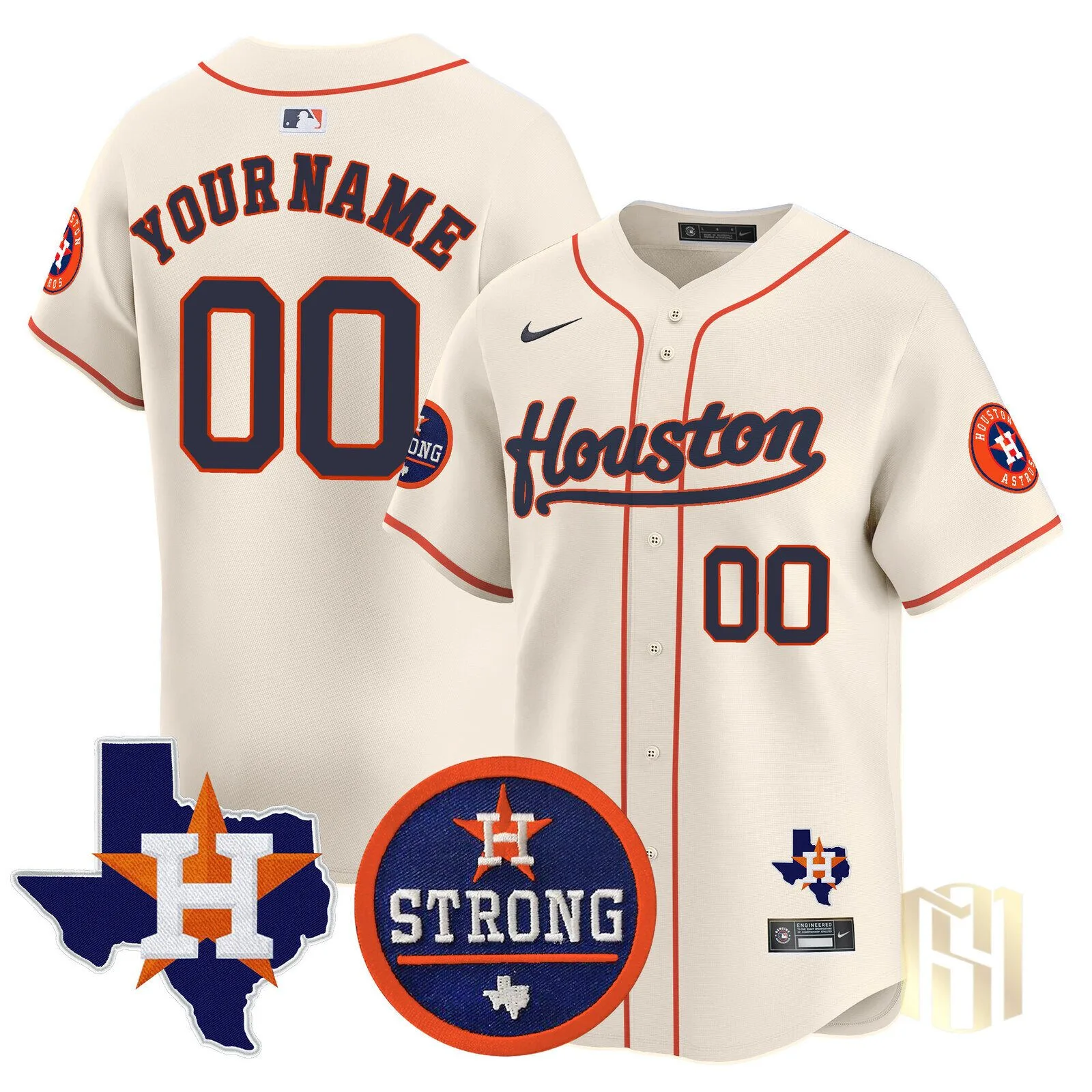 Houston Astros Black Gold Custom Baseball Jersey with "Houston Strong" Patch 9 Houston Astros Black Gold Custom Baseball Jersey with "Houston Strong" Patch