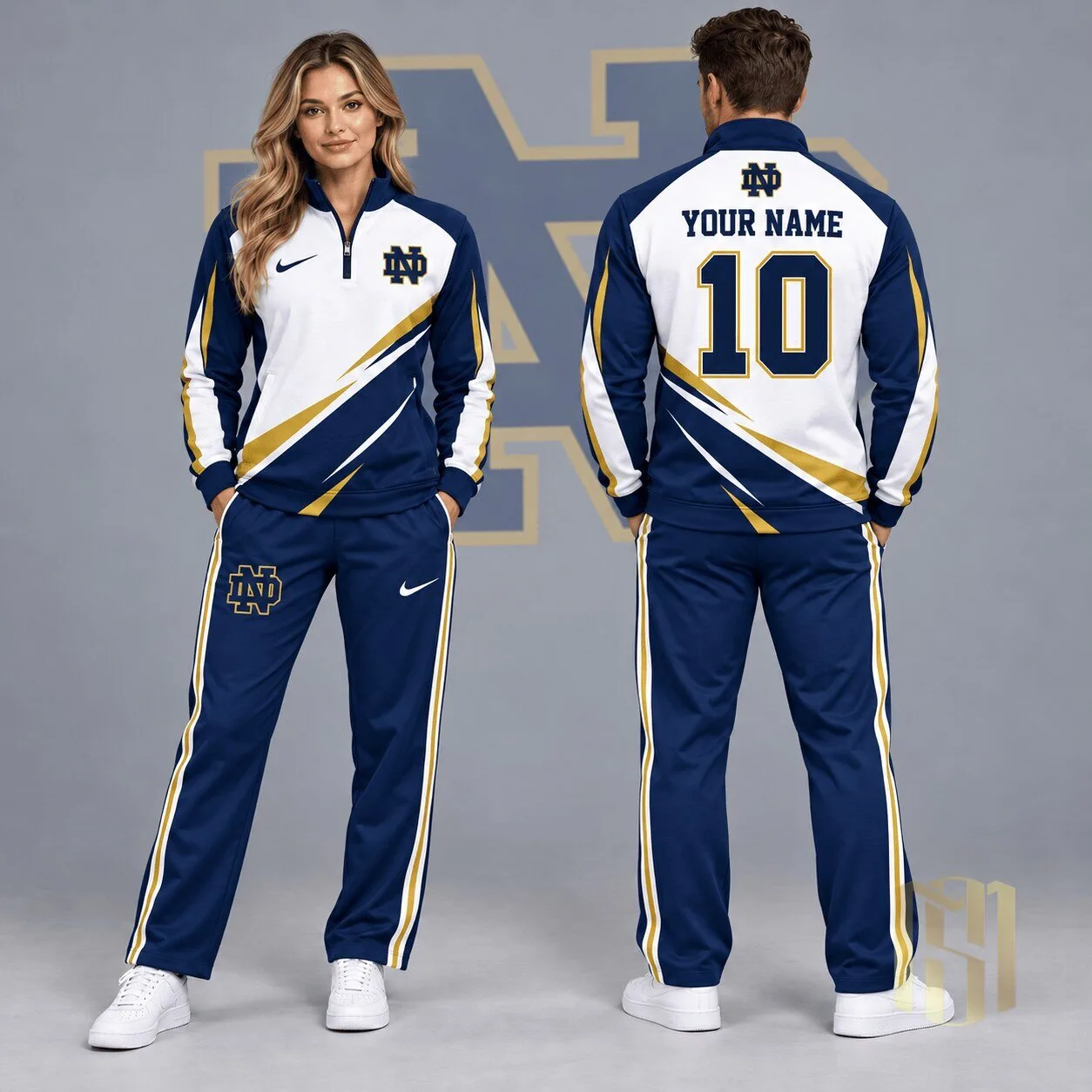 Notre Dame Fighting Irish Personalized Lightning Quarter Zip Track Jacket