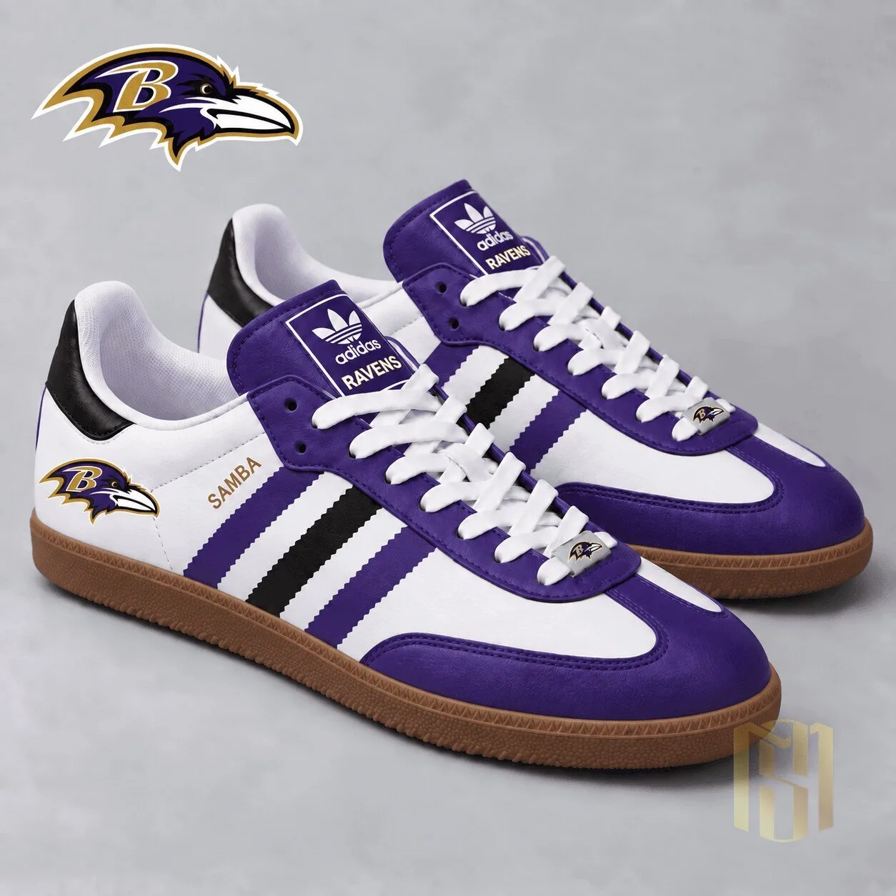 Baltimore Ravens NFL Team Logo Purple and White Game Day Sneakers Shoes
